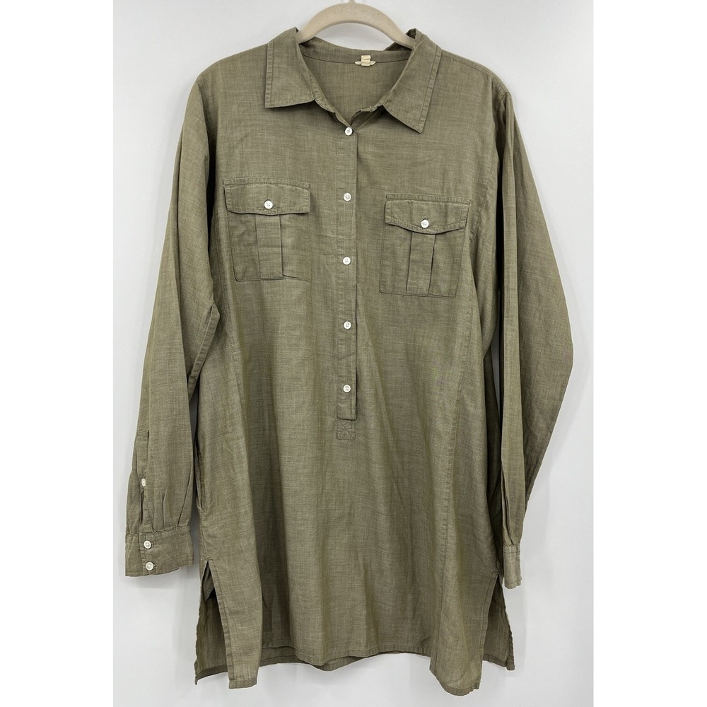 J. Crew Popover Tunic Blouse Size Medium Lightweight Cotton Pockets